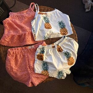 Set of 2 Girls Shorts Outfits Both Crop Tops and Both Size 6